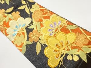 丸文に松・桜模様織出し袋帯